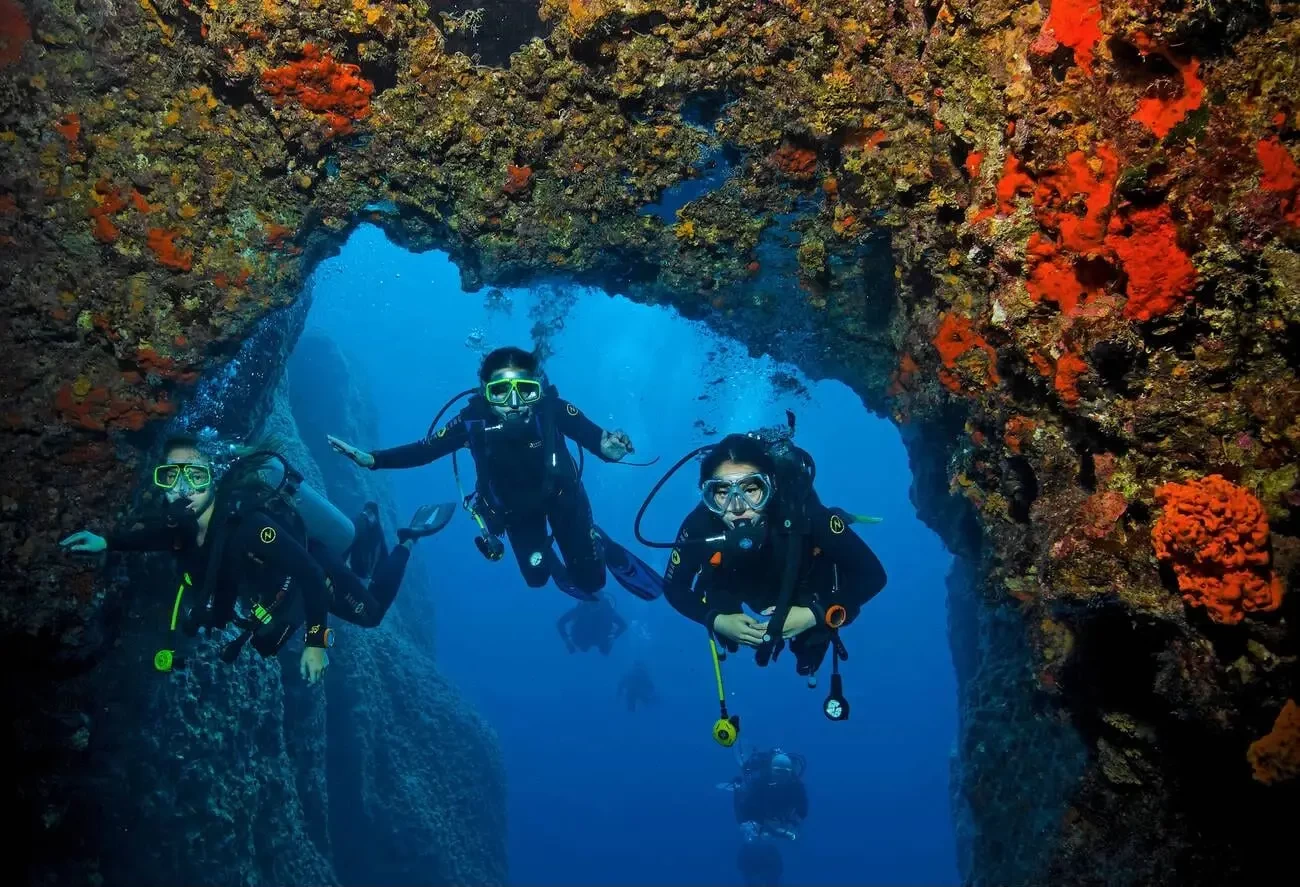 Scuba diving underwater